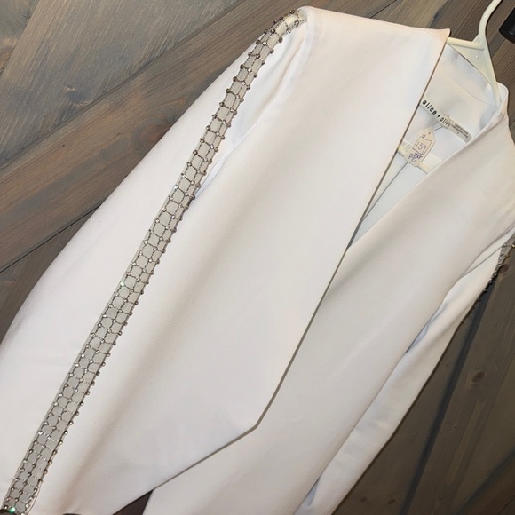 Alice + Olivia Cream Blazer with Embellished Sleeves